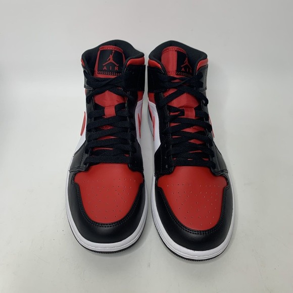 Nike Air Jordan 1 Mid Mens 10.5 \'Bred Toe\' Red Black White 554724 079 NEW main image 8